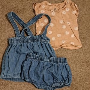 Little co baby girl jean jumper w bloomer & daisy tank - NWOT size 6m